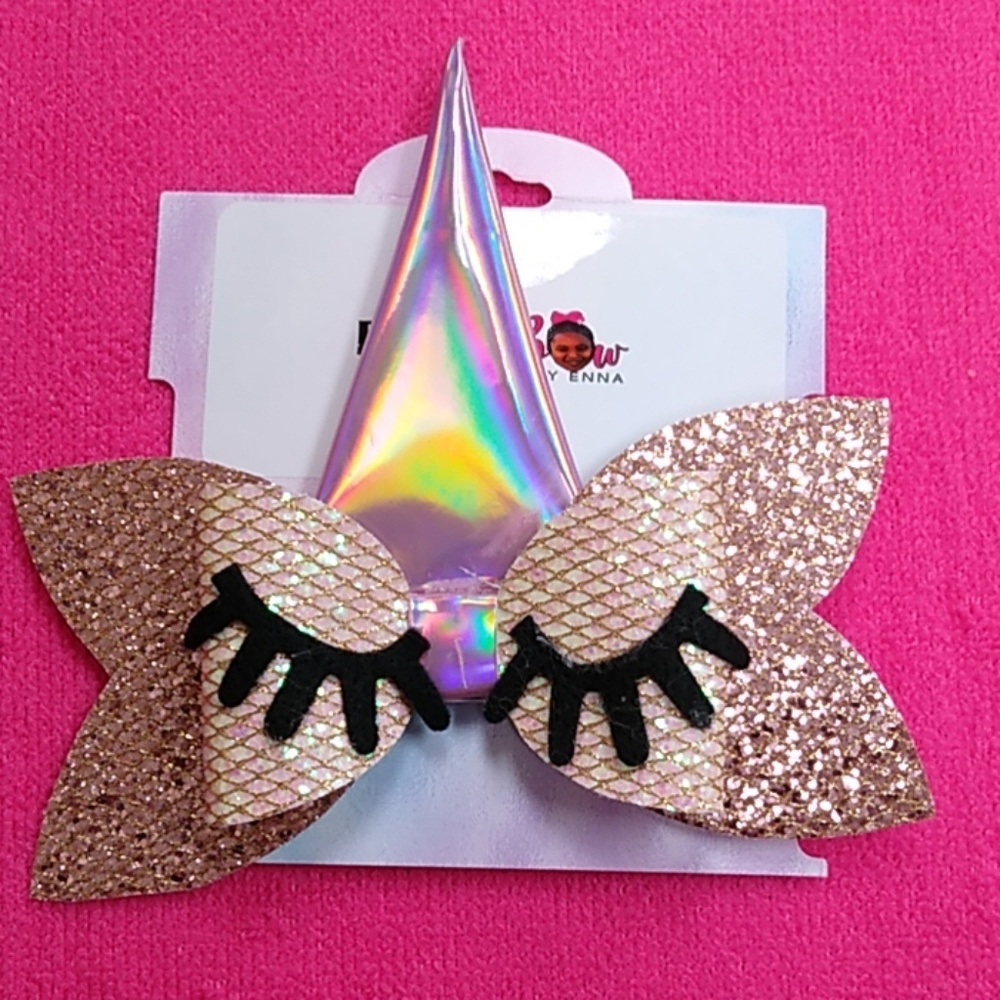 Handmade unicorn faux leather hairbow - Picture 1 of 1